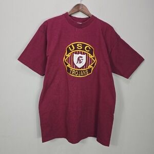 Vintage 90s USC Trojans Embroidered Single Stitch T-Shirt XL USA Made Patch Logo
